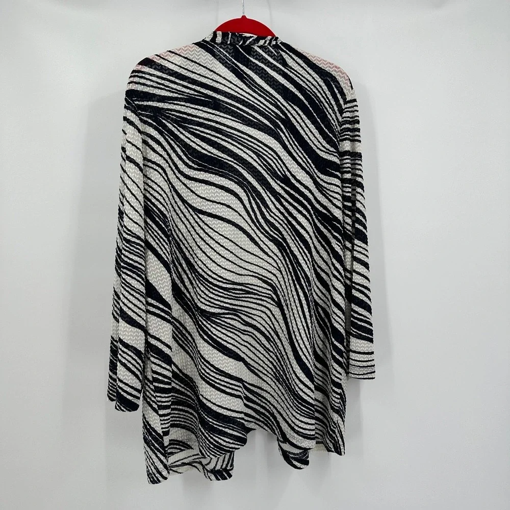 Chicos Travelers Womens Zebra Print Open Front Cardigan Size 3 US XL Lightweight